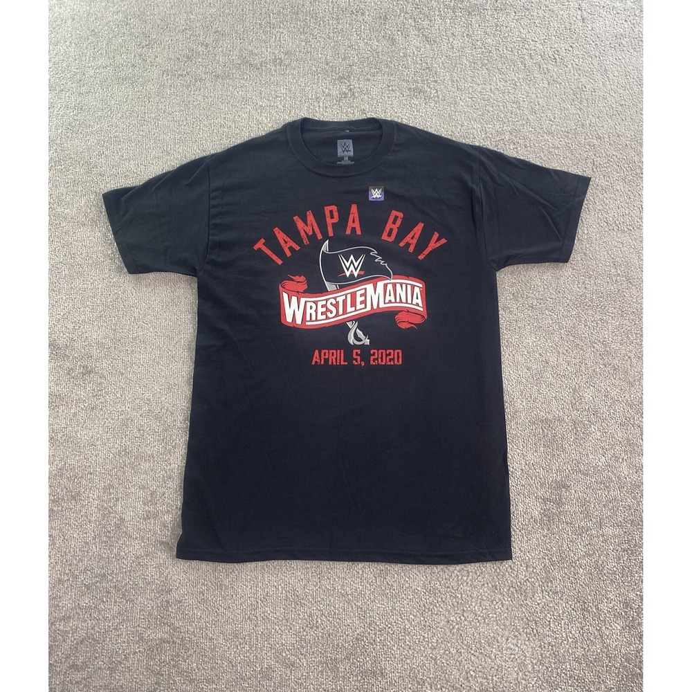 WWE Shirt Men Medium Black WrestleMania Tamba Bay Spell Out Graphic Logo